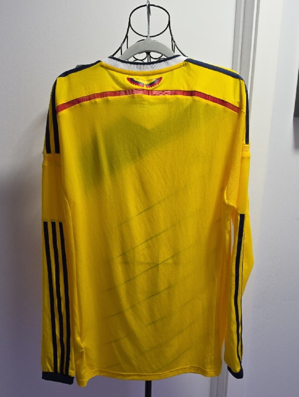 adidas Yellow and Navy Colombia Long Sleeve Soccer Jersey - Picture 7 of 10